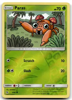 Paras 4/68 Hidden Fates Common Reverse Holo Pokemon TCG NM - Image 1