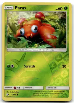 Paras 4/149 SM Base Set Common Reverse Holo Pokemon TCG NM - Image 1