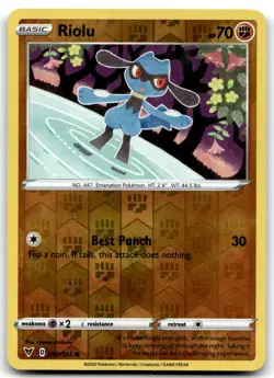 Riolu 090/185 SWSH04: Vivid Voltage Common Reverse Holo Pokemon TCG NM - Image 1