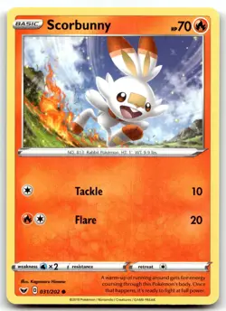 Scorbunny (031) 031/202 SWSH01: Sword & Shield Base Set Normal Pokemon TCG NM - Image 1