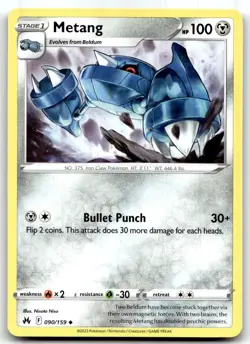 Metang 090/159 Crown Zenith Uncommon Normal Pokemon TCG NM - Image 1