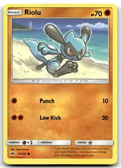 Riolu 70/147 SM - Burning Shadows Common Normal Pokemon TCG MP - Image 1