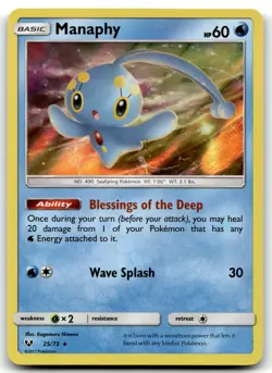 Manaphy 25/73 Shining Legends Holo Rare Holo Pokemon TCG NM - Image 1
