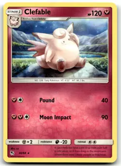 Clefable 40/68 Hidden Fates Rare Normal Pokemon TCG MP - Image 1