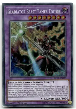 Gladiator Beast Tamer Editor BLLR-EN023 1st Edition Secret Rare Yu-Gi-Oh TCG HP - Image 1