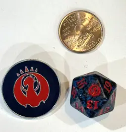 MTG Magic the Gathering Izzet Guilds League Token Coin Pin & Spindown D20 Die - Image 1