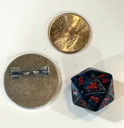 MTG Magic the Gathering Izzet Guilds League Token Coin Pin & Spindown D20 Die - Image 2