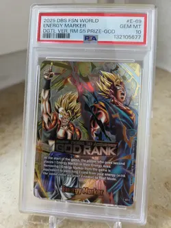 Dragon Ball Super Card Game God Rank Energy Marker Gogeta Vegito E-69 PSA 10 - Image 1