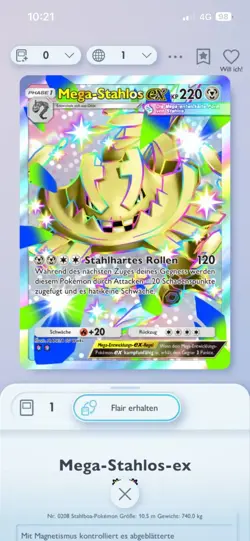 DIGITALE KARTE! Pokemon TCG Pocket Mega-Stahlos EX Shiny 2 Star [Ger] Deutsch - Image 1