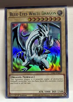 YuGiOh! Blue-Eyes White Dragon LDS2-EN001 *Green* ULTRA RARE HOLOFOIL NM 1ST ED - Image 1