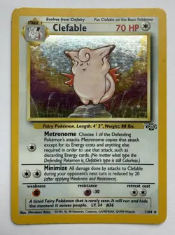 Pokemon TCG Clefable Jungle Holo Card 1/64 Unlimited Rare - NM - Image 1