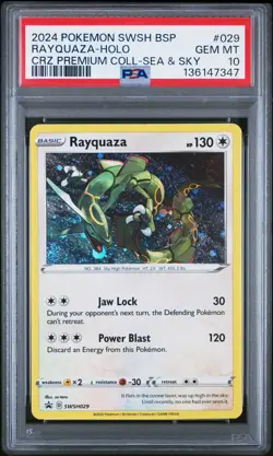 2024 Pokemon Rayquaza SWSH029 Black Star Promo Holo Card Cosmos PSA 10 - Image 1