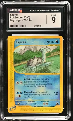 CGC 9 MINT Lapras 2003 Skyridge 71/144 Pokemon Card - Image 1
