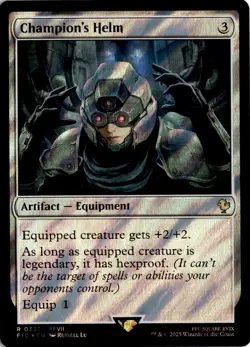 MTG FIC Surge Foil Champion's Helm Commander: Final Fantasy 337 R NM Card Scan - Image 1