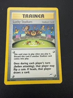 Lucky Stadium 100/105 Neo Destiny LP+/NM- Pokemon Card Vintage WOTC Trainer - Image 1