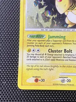 Ampharos Swirl Pokemon Card POP Series 7 1/17 2008 Holo LP+ - Image 5