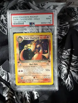 2000 POKEMON ROCKET 1ST EDITION #4 DARK CHARIZARD 4/82 - HOLO PSA 9 Crazy SWIRL - Image 2