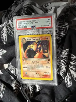 2000 POKEMON ROCKET 1ST EDITION #4 DARK CHARIZARD 4/82 - HOLO PSA 9 Crazy SWIRL - Image 3