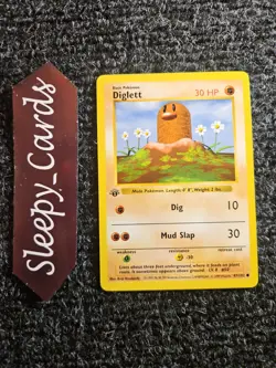 Diglett 47/102 1st Edition Shadowless Base Set 1999 Pokemon NM - Image 1