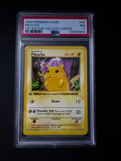 1999 Pokemon Game Pikachu Yellow Cheeks 1st Edition PSA 7 NM - Image 1