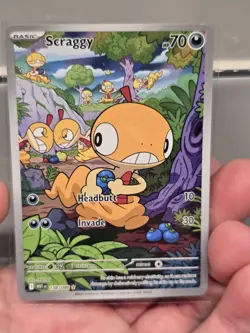 Pokemon Scraggy Illustration Rare IR Full Art Holo 138/086 White Flare LP - Image 1