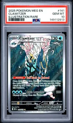 2025 POKEMON MEG EN-MEGA EVOLUTION ILLUSTRATION RARE #141 CLAWITZER PSA 10 - Image 1