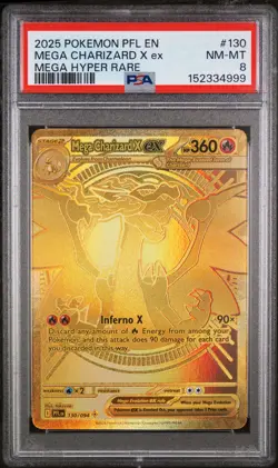 2025 POKEMON PFL EN-PHANTASMAL FLAMES MEGA HYPER RARE MEGA CHARIZARD X EX PSA 8 - Image 1