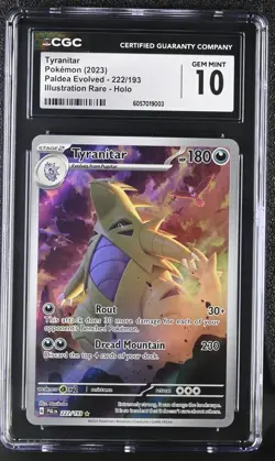 Tyranitar Paldea Evolved CGC 10 PAL 222/193 Illustration Rare Pokemon TCG Graded - Image 1