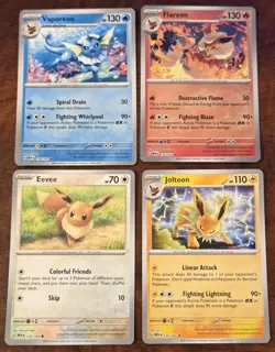 Eevee Full Reverse Holo Scarlet & Violet 151 Pokemon Card Lot Jolteon Vaporeon - Image 1