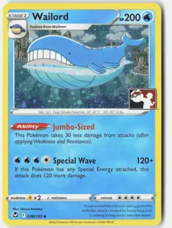 Wailord Prize Pack Series Cards Uncommon 038/195 NM - Image 1