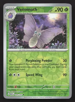 Pokemon Venomoth 049/165 Reverse Holo Uncommon SV: Scarlet & Violet 151 NM - Image 1