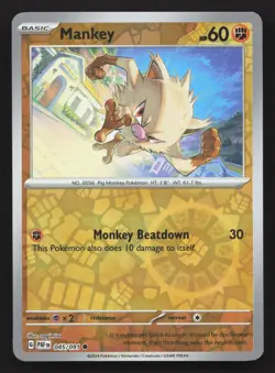 Pokemon Mankey - 045/091 Reverse Holo Common SV: Paldean Fates NM - Image 1