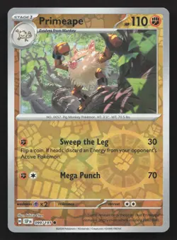 Pokemon Primeape 099/191 Reverse Holo Common SV08: Surging Sparks NM - Image 1