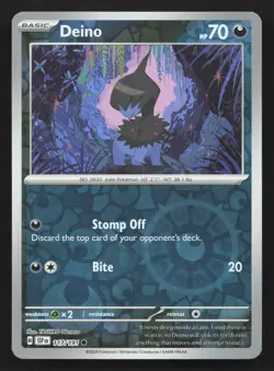 Pokemon Deino 117/191 Reverse Holo Common SV08: Surging Sparks NM - Image 1
