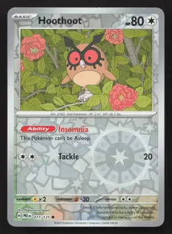Pokemon Hoothoot 077/131 Reverse Holo Common SV: Prismatic Evolutions NM - Image 1