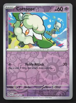 Pokemon Cottonee 034/091 Reverse Holo Common SV: Paldean Fates NM - Image 1