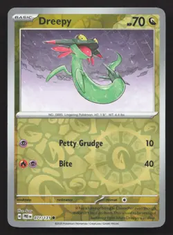 Pokemon Dreepy 071/131 Reverse Holo Common SV: Prismatic Evolutions NM - Image 1