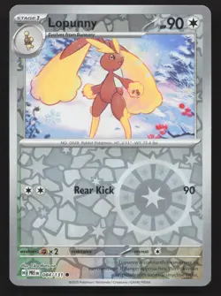 Pokemon Lopunny 084/131 Reverse Holo Common SV: Prismatic Evolutions NM - Image 1