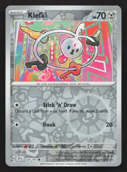 Pokemon Klefki 128/191 Reverse Holo Common SV08: Surging Sparks NM - Image 1