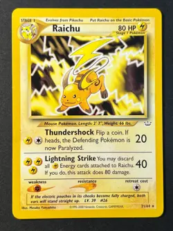 Raichu 21/64 Neo Revelation - rare - WOTC - Pokemon Card B LP - - Image 1