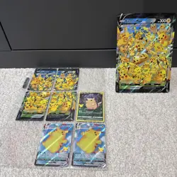 Pokemon Pikachu V-Union Jumbo Oversized Trading Card Plus Celebrations Cards - Image 1