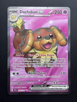 Pokemon TCG Stellar Crown Dachsbun EX Card 160/142 Full Art - Image 1
