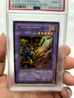 Yugioh Flame Swordsman LOB-003 1st Edition PSA 10 GEM MINT (Wavy) - Image 1