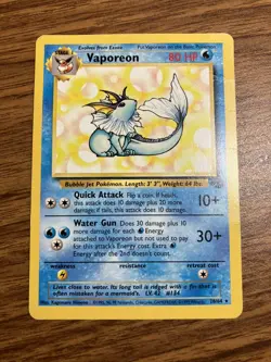 Vaporeon 28/64 Jungle Set WOTC Rare Pokemon Card - Heavily Played - Image 1