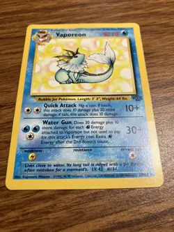 Vaporeon 28/64 Jungle Set WOTC Rare Pokemon Card - Heavily Played - Image 2