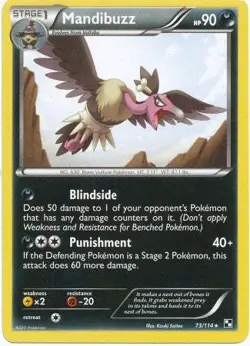 Pokemon Black & White 73/114 Mandibuzz Rare Card - Image 1