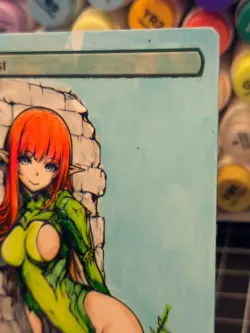 FOREST - Green - MTG *Altered Hand Colored Original Art Anime - Red Head 103025 - Image 5