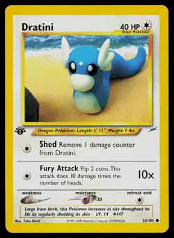 Pokemon Card - Dratini Neo Destiny 63/105 1st Edition Common - Image 1