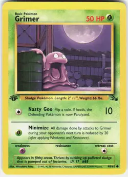 Grimer 48/62 Common Fossil Pokemon 1st Edition LP - Image 1