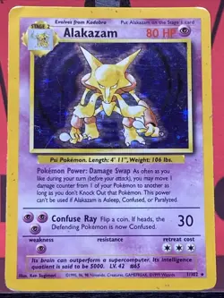 Alakazam 1/102 Base Set Holo Vintage WOTC Pokemon Card HP - Image 3